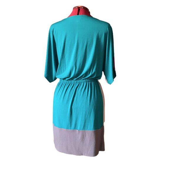 SURI CHIN  | Colorblock Dolman Sleeve Dress |  Teal, grey burgundy | Size 8 - Picture 9 of 15